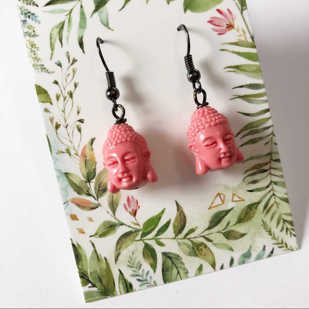 Buddha zen garden earrings in rose, coral, blue